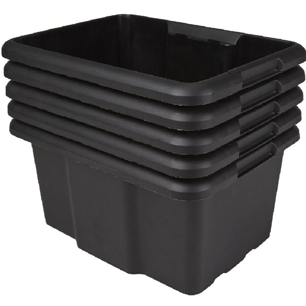 Gifi Rangement|Bac de rangement en plastique 15L uni noir x5
