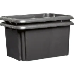 Gifi Rangement|Bac de rangement en plastique noir x2