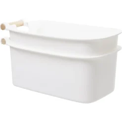 Gifi Rangement|Bac de rangement plastique poignée bois Taille M x2