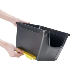 Gifi Rangement|Bac en plastique noir superposable 14 L