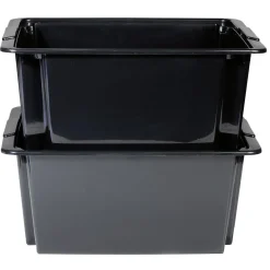 Gifi Rangement|Bac superposable 22L noir x3 - 43x34xH18,5 cm