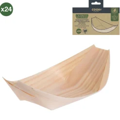 Gifi Barquette de présentation snacking bateau en bois x24