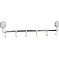 Gifi Aménagement Salle De Bain^Barre porte serviettes à ventouses 6 crochets L.60 cm
