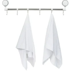 Gifi Aménagement Salle De Bain^Barre porte serviettes à ventouses 6 crochets L.60 cm