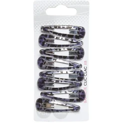 Gifi Beauté^Barrette clic clac imprimé écaille noir et gris x8