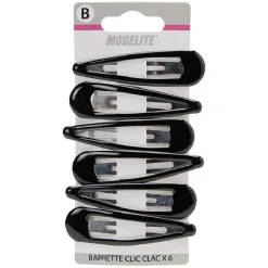 Gifi Beauté^Barrette clic clac métal noir brillant x6