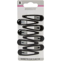 Gifi Beauté^Barrette clic clac métal noir x8
