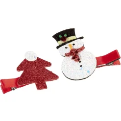 Gifi Beauté^Barrette design Noël forme bonhomme de neige et sapin x2