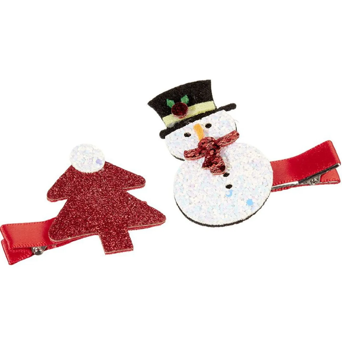 Gifi Beauté^Barrette design Noël forme bonhomme de neige et sapin x2