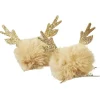 Gifi Beauté^Barrette Noël pompom design renne doré x2