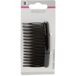 Gifi Beauté^Barrette peigne noir brillant x2
