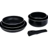 Gifi Batterie de cuisine 6 pièces aluminium noir