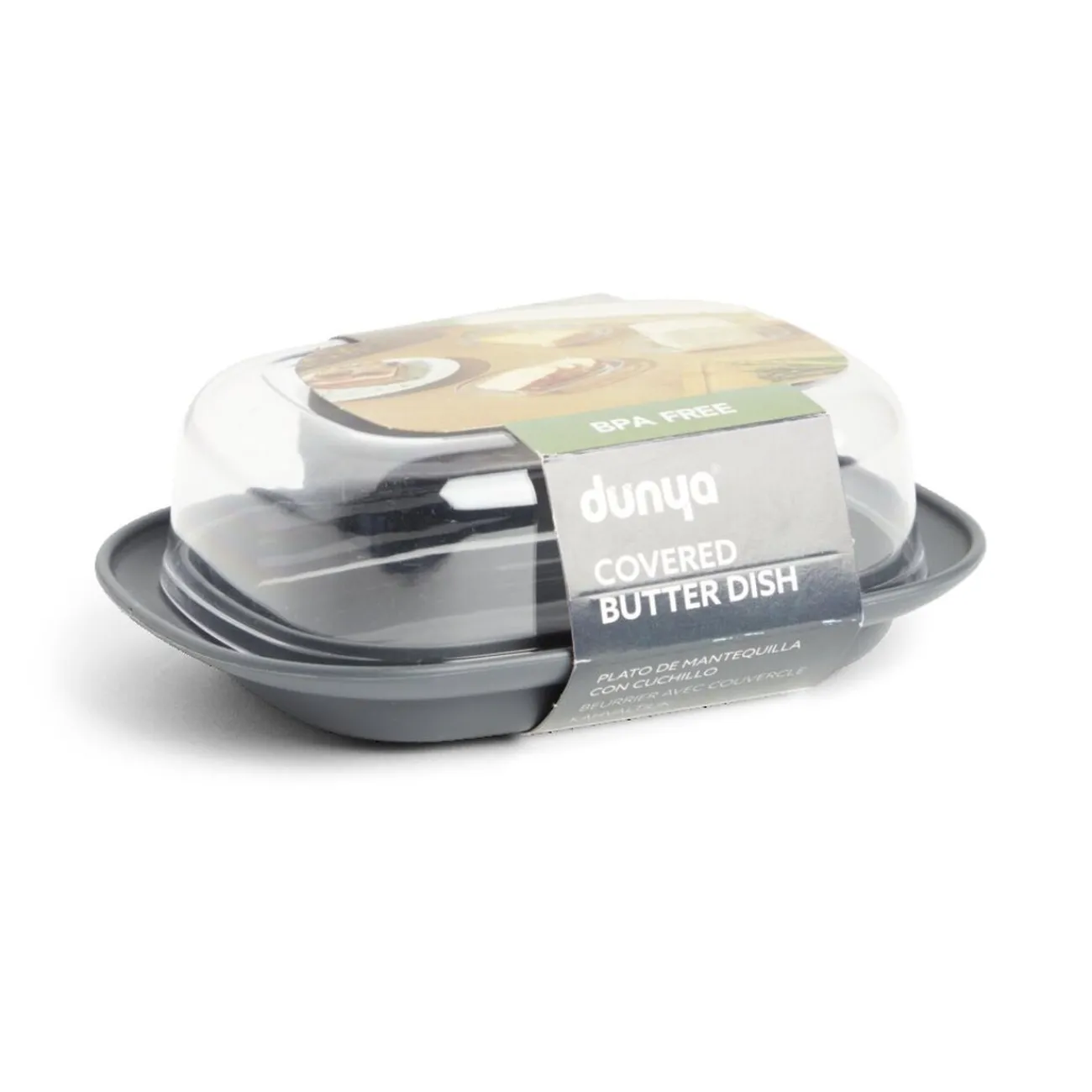 Gifi Beurrier plastique sans BPA transparent ou gris 17,4x12,5xH6cm