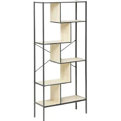 Gifi Rangement|Bibliothèque Etagère sur pied design industriel naturel et noir - Andy