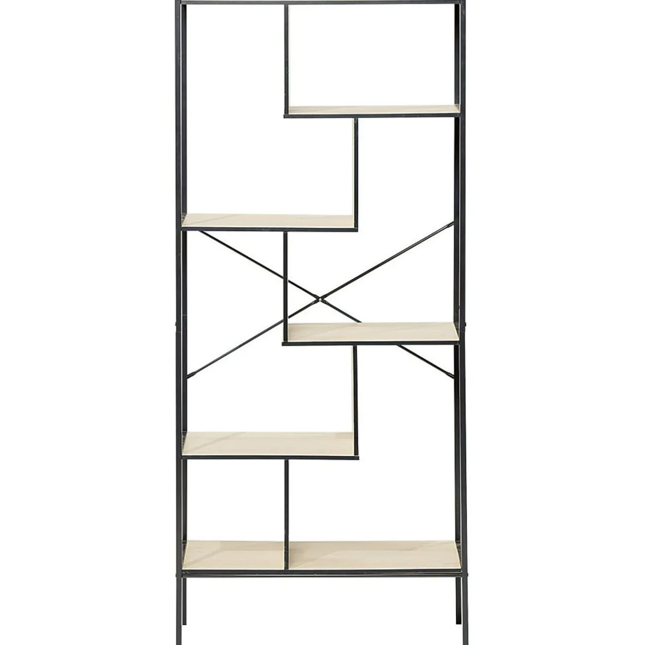 Gifi Rangement|Bibliothèque Etagère sur pied design industriel naturel et noir - Andy