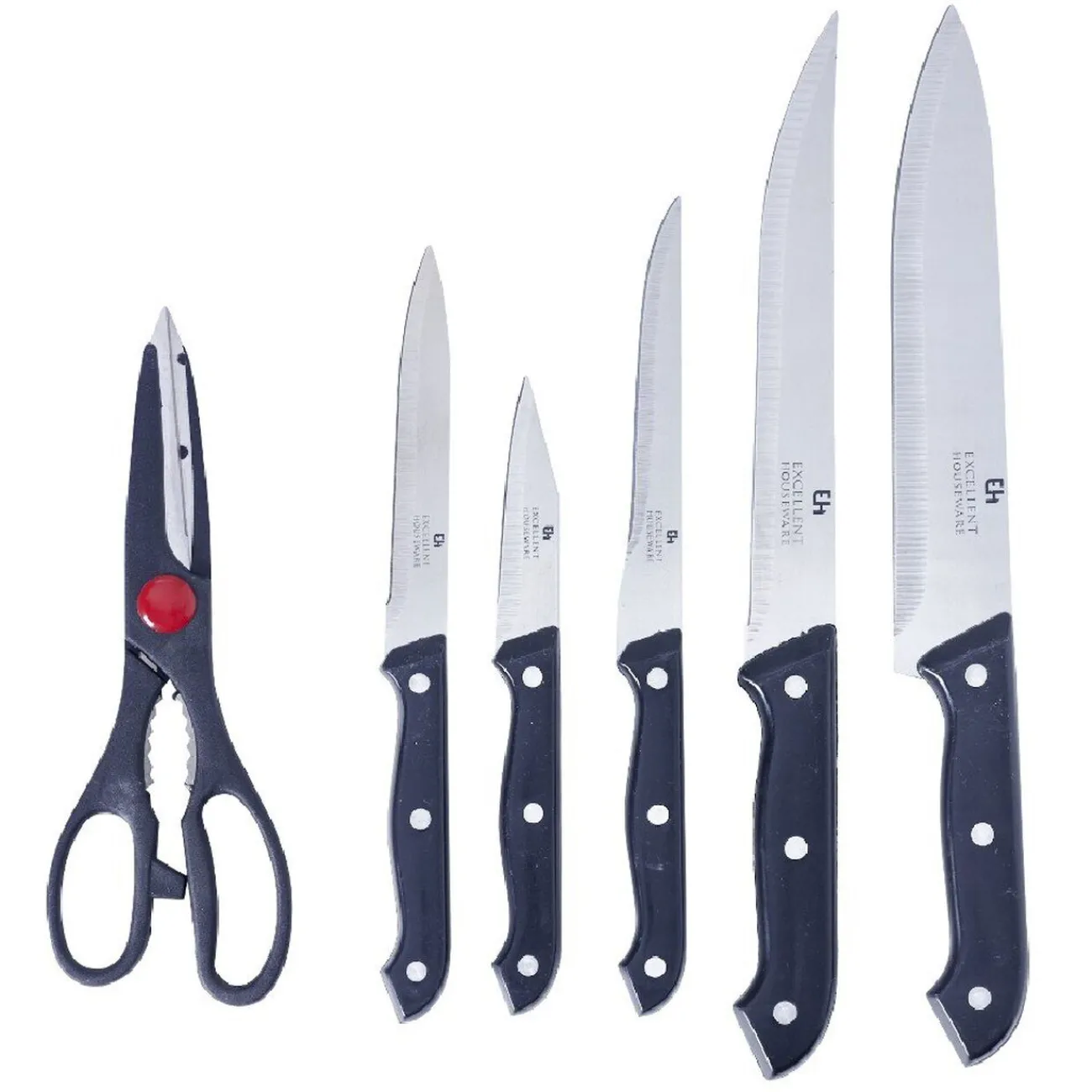 Gifi Bloc en bois 5 couteaux de cuisine et ciseaux