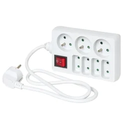 Gifi Accessoires Électriques^Bloc multiprise blanc interrupteur 7 prises