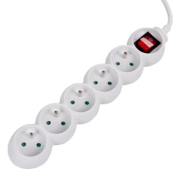 Gifi Accessoires Électriques^Bloc multiprise blanc interrupteur 5 prises