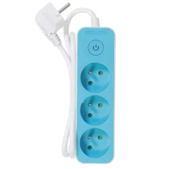 Gifi Accessoires Électriques^Bloc multiprise interrupteur et protection enfant blanc et bleu x3