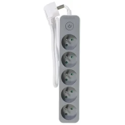 Gifi Accessoires Électriques^Bloc multiprise interrupteur et protection enfant blanc et gris x5