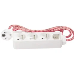 Gifi Accessoires Électriques^Bloc multiprise textile 3x16A rouge/blanc 1,5m