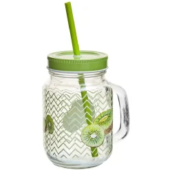 Gifi Bocal à anse avec paille décor kiwi