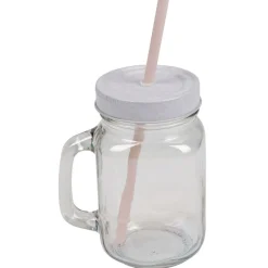 Gifi Bocal à paille en verre irisé avec couvercle