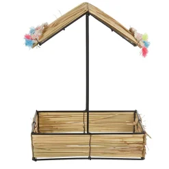 Gifi Bocal à paille et couvercle style tropical avec support x4