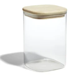 Gifi Bocal de conservation 1L en verre avec couvercle en bois