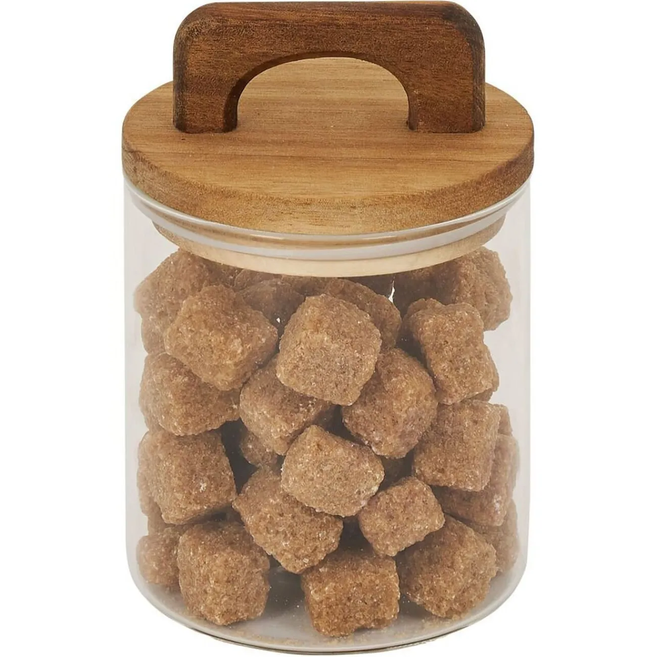 Gifi Bocal de conservation 500ml en verre avec couvercle en bois Ø9,5xH10cm