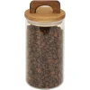 Gifi Bocal de conservation 800ml en verre avec couvercle en bois Ø9,5xH14cm
