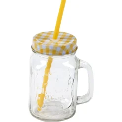 Gifi Bocal en verre + paille 500 ml