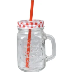 Gifi Bocal en verre + paille 500 ml