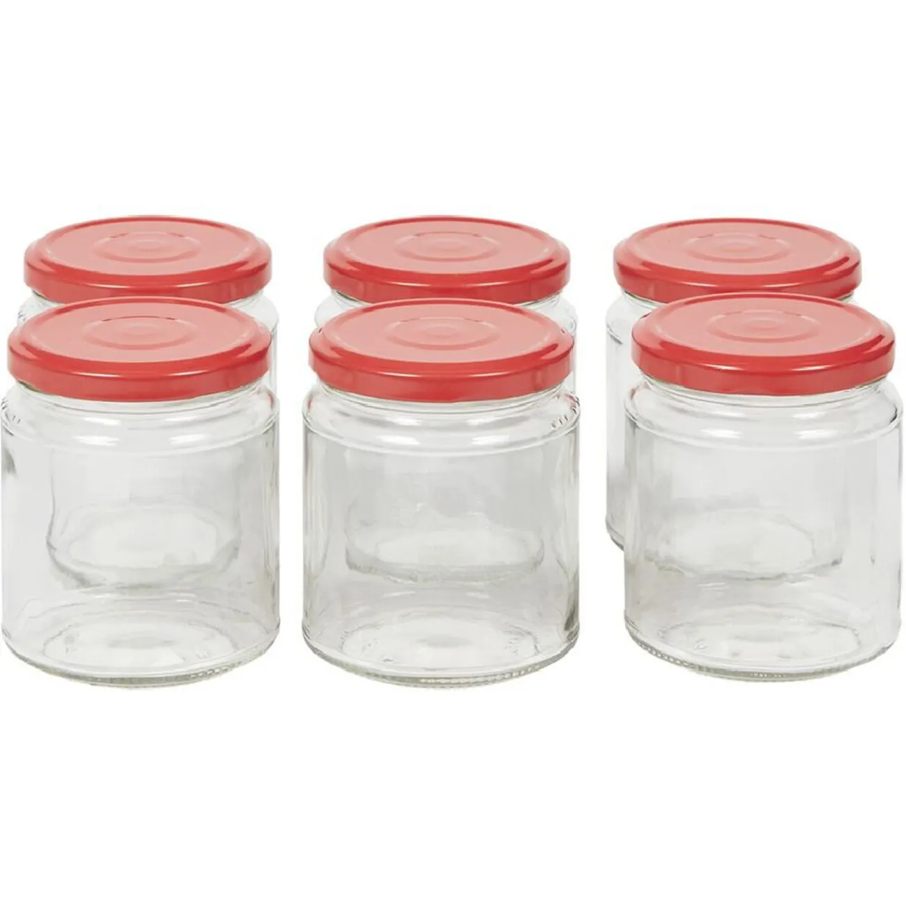 Gifi Bocal en verre transparent avec couvercle rouge 300 ml x6