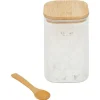 Gifi Bocal en verre transparent 1L avec couvercle et cuillère en bambou