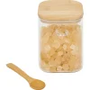 Gifi Bocal en verre transparent 850ml avec couvercle et cuillère en bambou