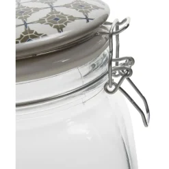 Gifi Bocal hermétique carré en verre couvercle motif ciment 1,5 L