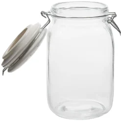 Gifi Bocal hermétique carré en verre couvercle motif ciment 1,5 L