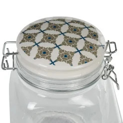 Gifi Bocal hermétique carré en verre couvercle motif ciment 1 L