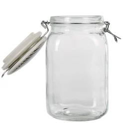 Gifi Bocal hermétique carré verre couvercle motif ethnique 1,5 L