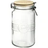 Gifi Bocal hermétique rond transparent avec couvercle en bambou H20 cm