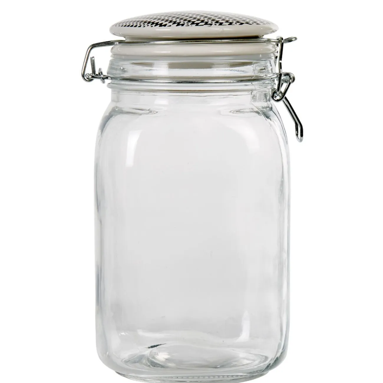 Gifi Bocal hermétique transparent avec couvercle design ethnique 1,5 L