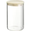 Gifi Bocal rond transparent avec couvercle en bois 1L