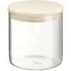 Gifi Bocal rond transparent avec couvercle en bois 0,6L