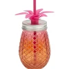 Gifi Bocal verre et paille ananas coloré
