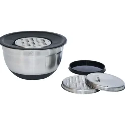 Gifi Bol à mixer inox avec base silicone et 3 râpes Ø22xH11,2cm