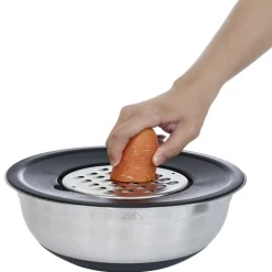 Gifi Bol à mixer inox avec base silicone et 3 râpes Ø22xH11,2cm