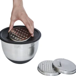 Gifi Bol à mixer inox avec base silicone et 3 râpes Ø22xH11,2cm