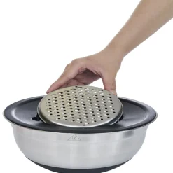 Gifi Bol à mixer inox avec base silicone et 3 râpes Ø22xH11,2cm