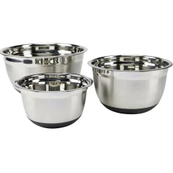 Gifi Bol à mixer inox avec couvercle et anse antidérapante silicone noir x3